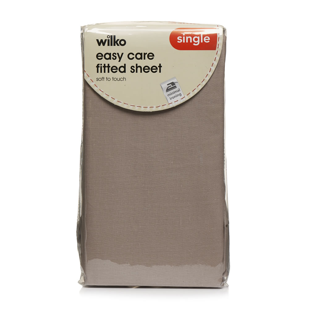 Wilko Fitted Sheet Single Taupe Wilko