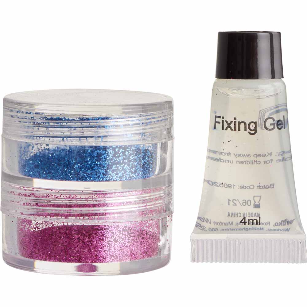 Wilko Halloween Hair and Face Glitter Pots Pink and Blue Image