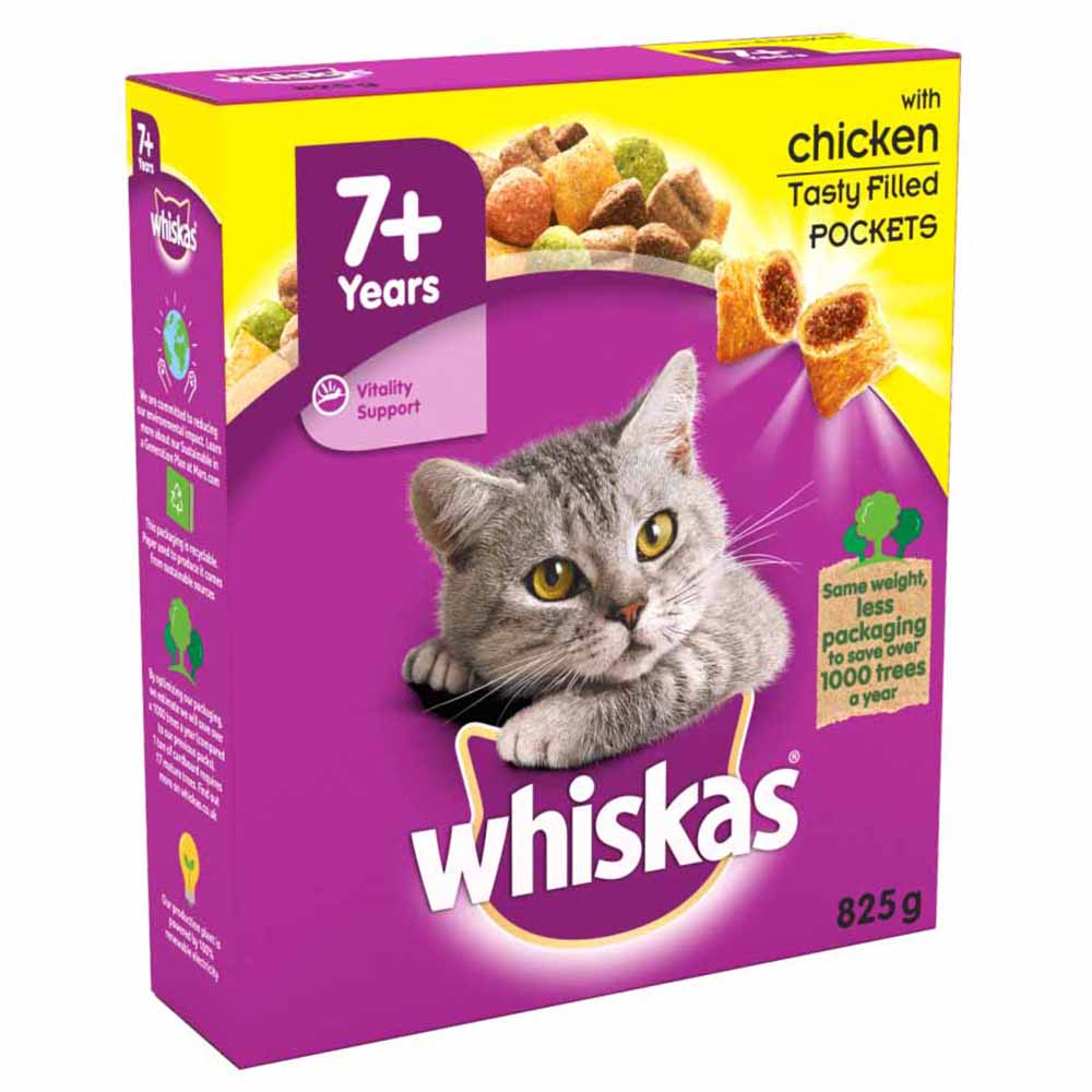 Whiskas Senior Chicken Flavour Dry Cat Food 825g Image 3