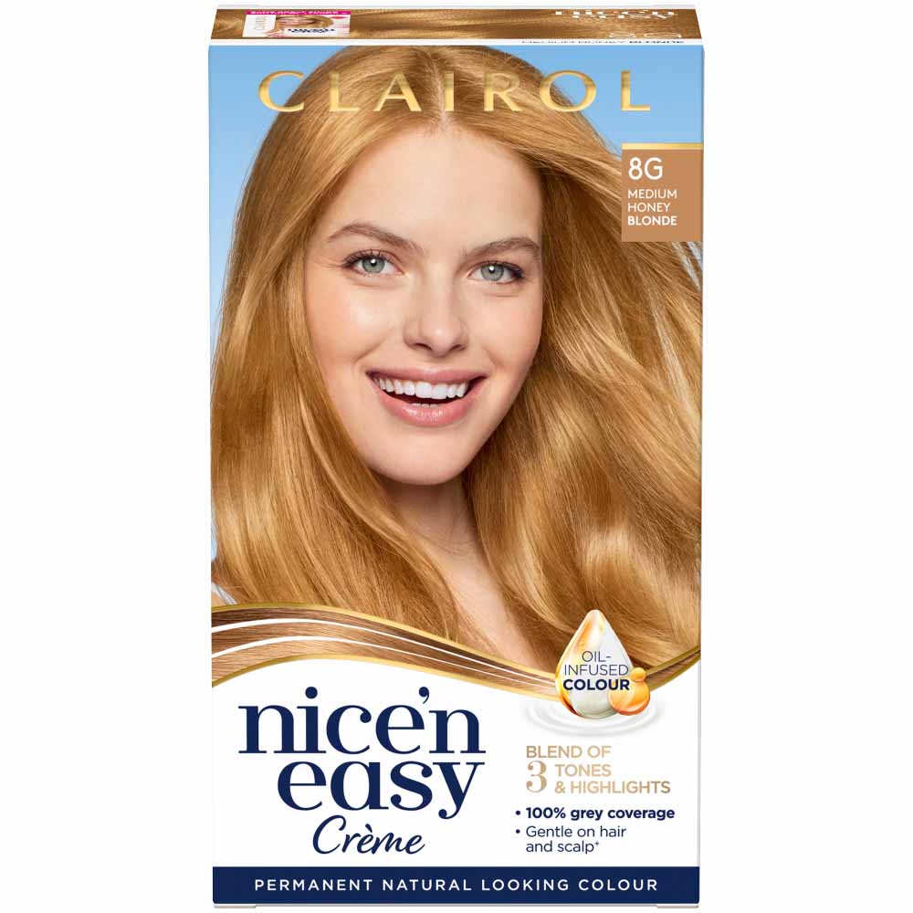 Clairol Nice'n Easy Medium Honey Blonde 8G Permanent Hair Dye Image 1