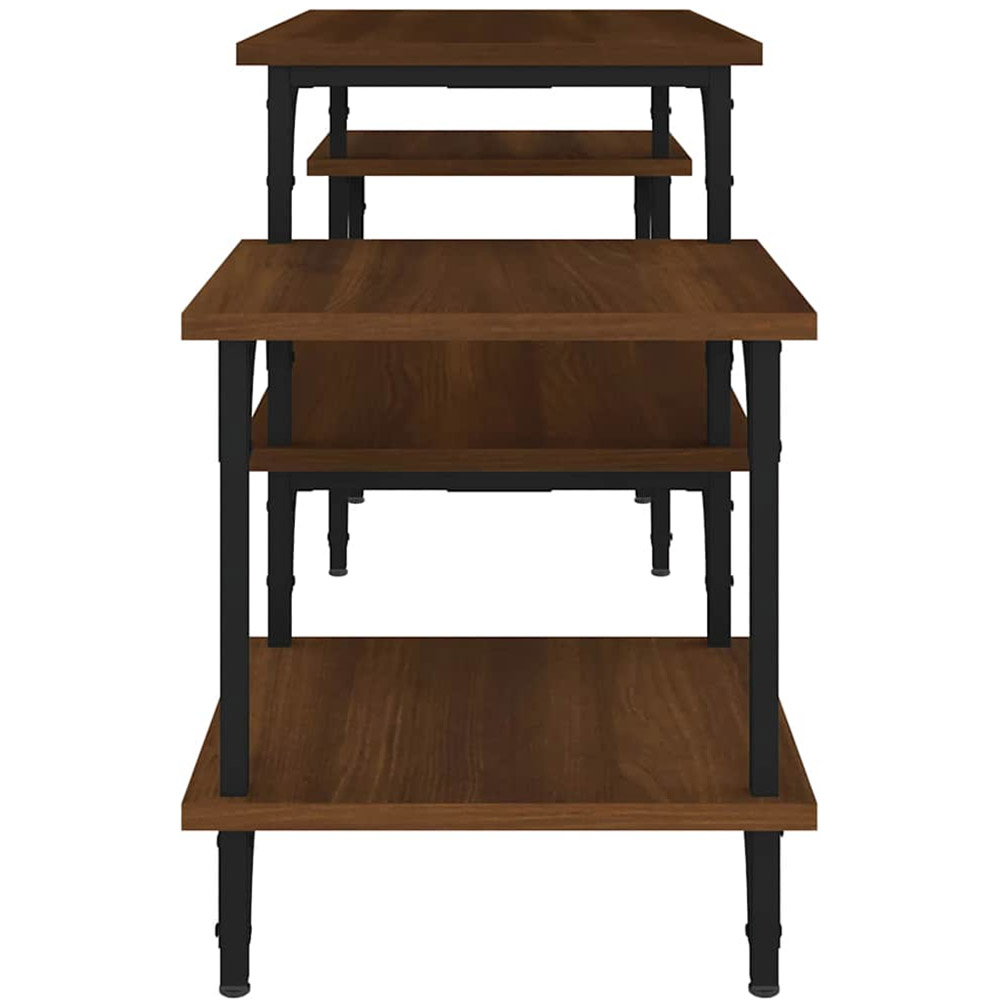vidaXL 3 Open Shelf Brown Oak TV Cabinet with Metal Legs Image 6
