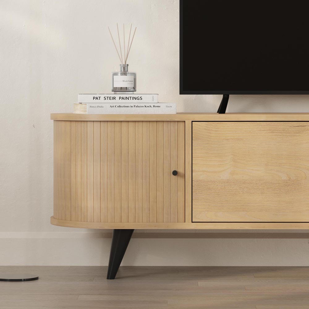 Decortie Gentle 4 Door Oak TV Stand Image 4