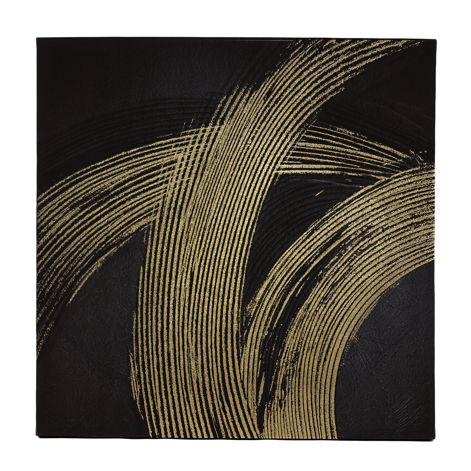 Gold Foiled Brush Stroke Effect Canvas - Black Image 3