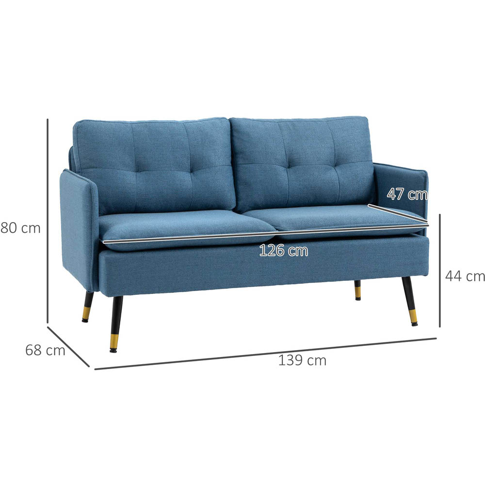 Portland 2 Seater Blue Button Tufted Sofa Image 8