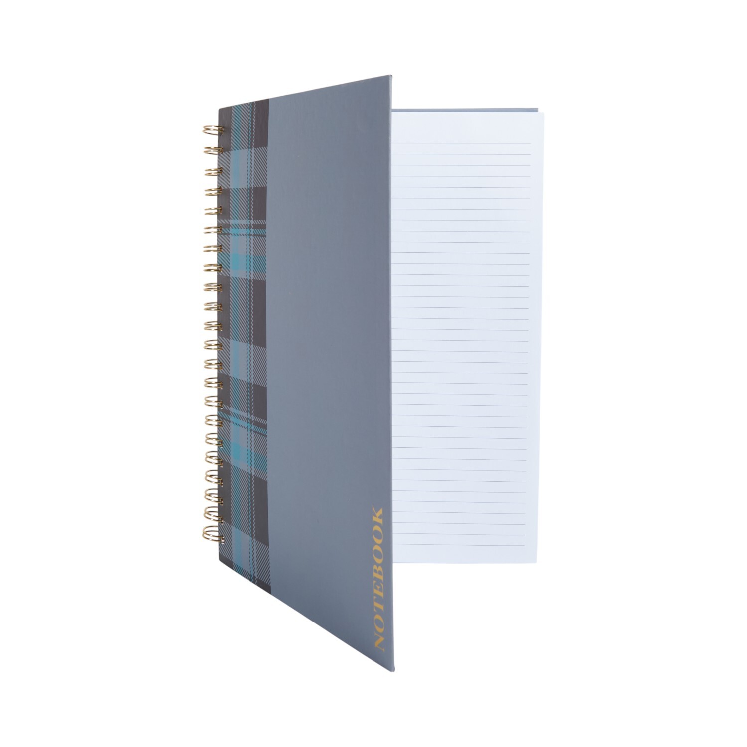 Blue and Grey Tartan Notebook A4 Blue and Grey Image 2