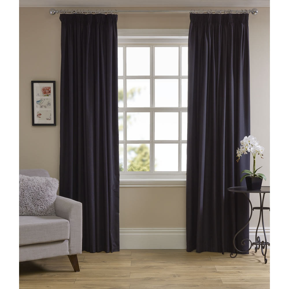 Wilko Thermal Blackout Curtains Black 167 X 183cm Wilko Thermal Blackout Curtains Black 167 X 183cm Image 1