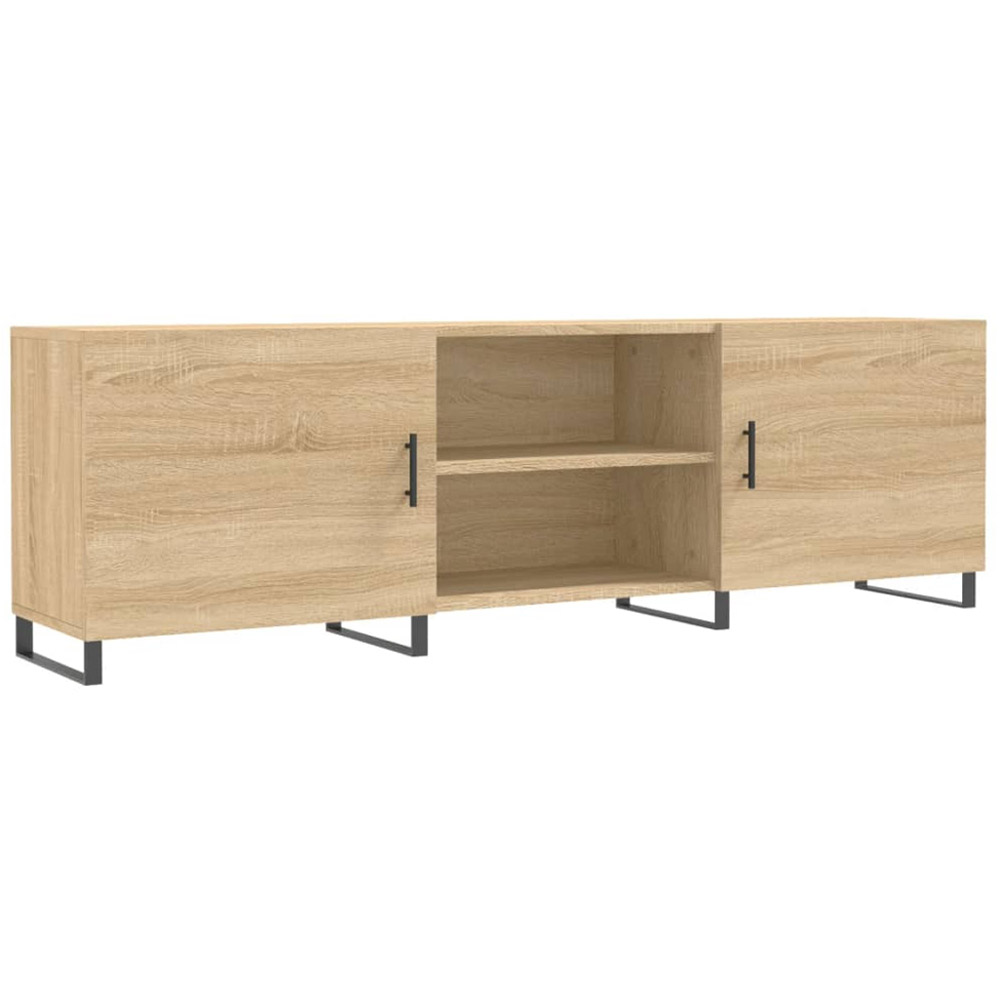 vidaXL 2 Door 2 Open Shelf Sonoma Oak TV Cabinet with Black Legs Image 2