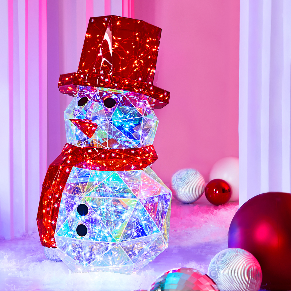 The Christmas Workshop 200 Cool White LED Iridescent Snowman Christmas Decoration 40cm Image 3