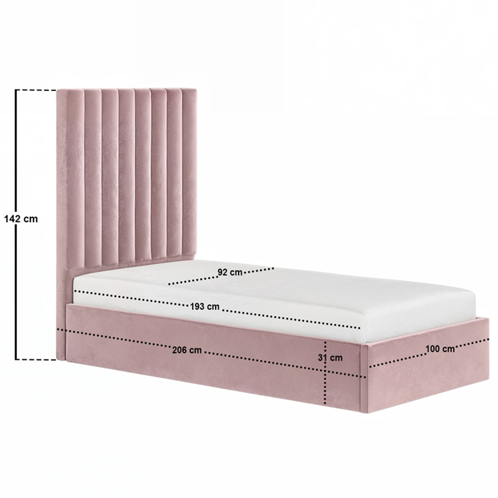Flair Everley Single Pink Velvet Ottoman Bed Image 8