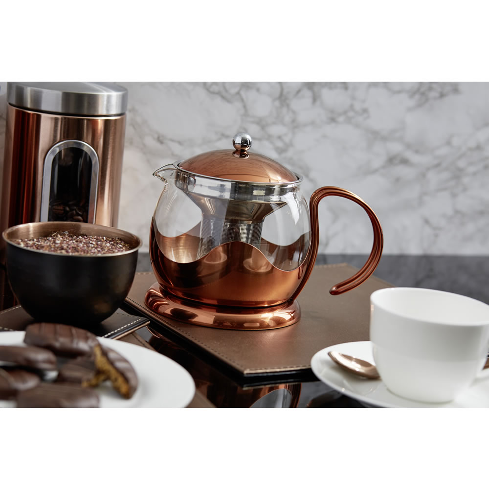 Wilko Copper Effect Teapot with Infuser 900ml Wilko