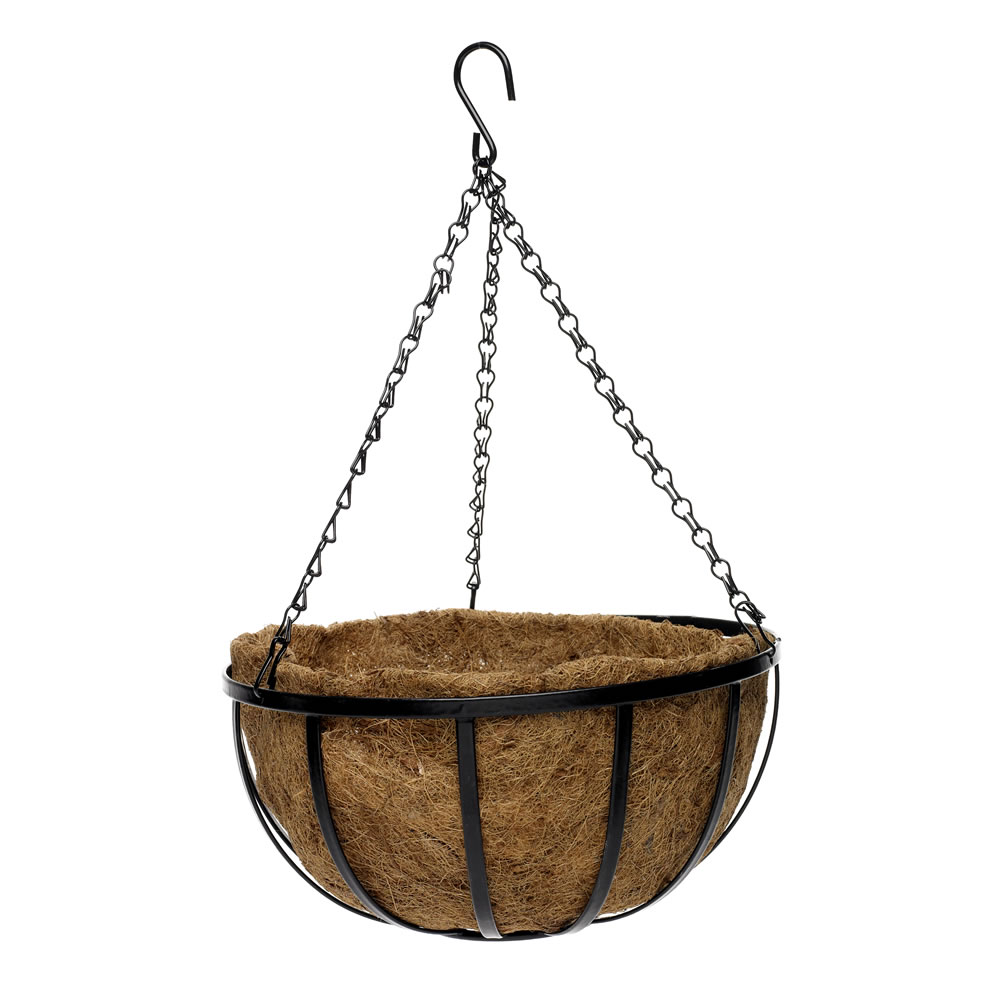 Wilko 30cm Iron Hanging Basket Round With Liner Image 1