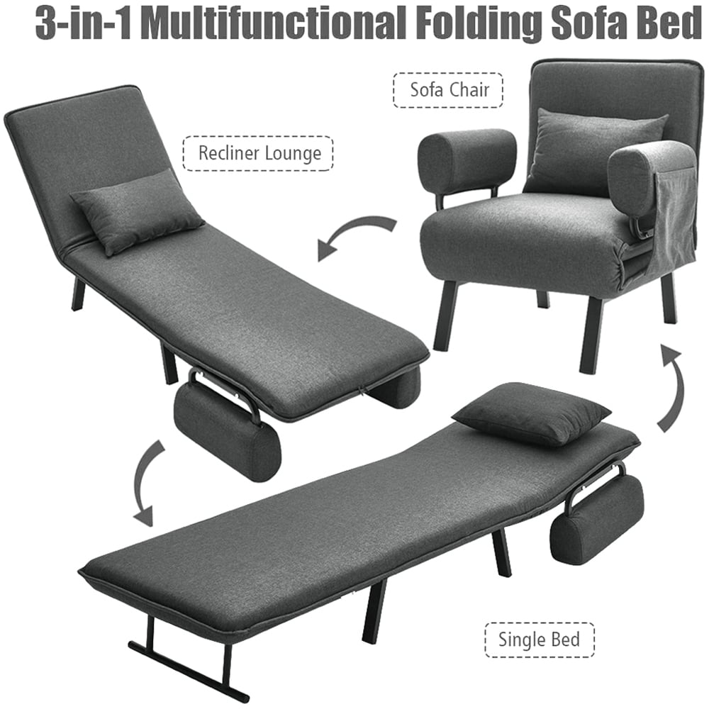 Living and Home Single Seater Grey Convertible Sofa Bed Image 7