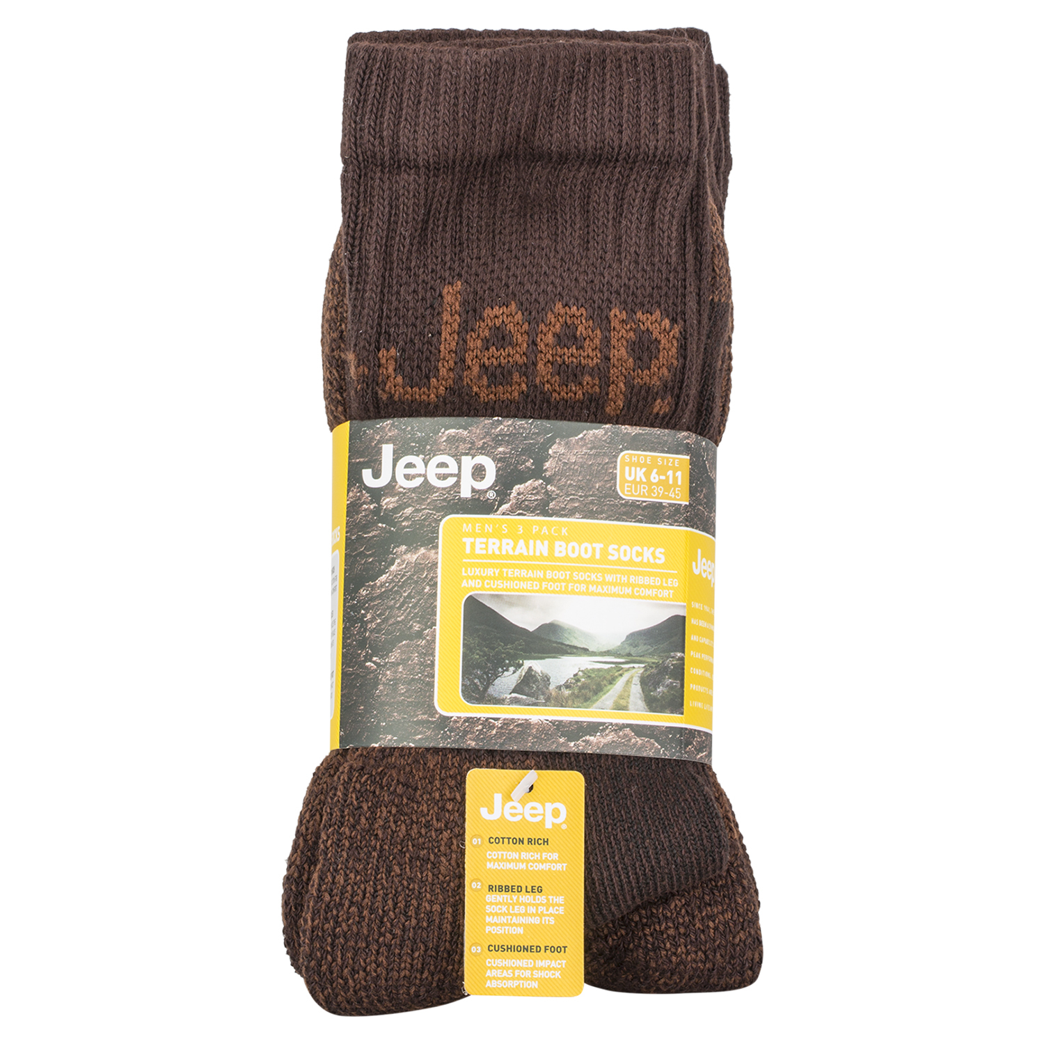 Single Jeep Terrain Mens Socks 3 Pack in Assorted styles Image 3