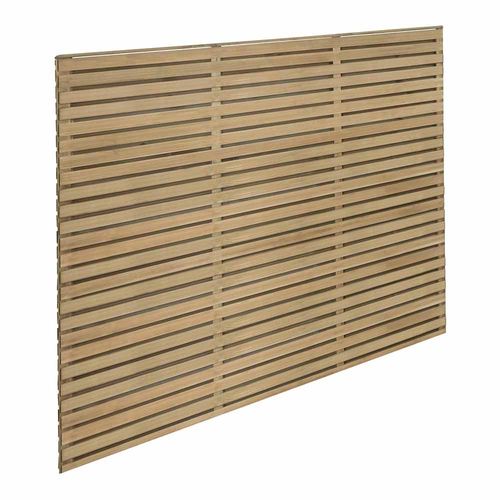 Forest Garden Contemporary Double Slat Pressure Treated Fence Panel 6 x 5ft 6 Pack Image 2