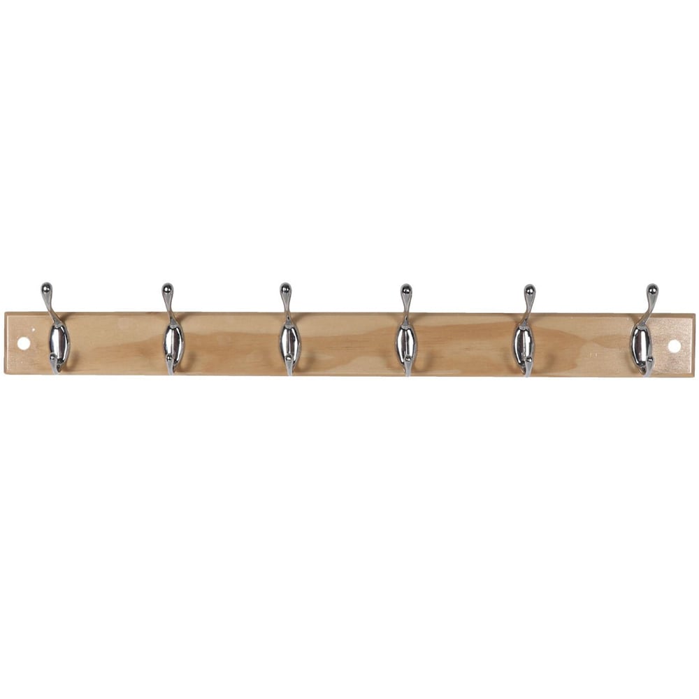 Decorails Natural Wood 6 Hook Pine Coat Rail Image