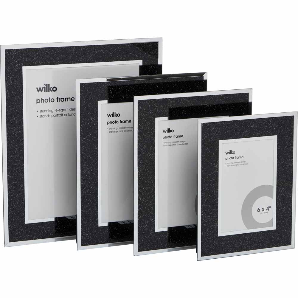 Wilko Black Glitter Photo Frame 10 x 8 Inch Wilko