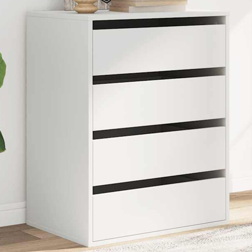 vidaXL 4 Drawer White Wooden Chest of Drawers Image 1