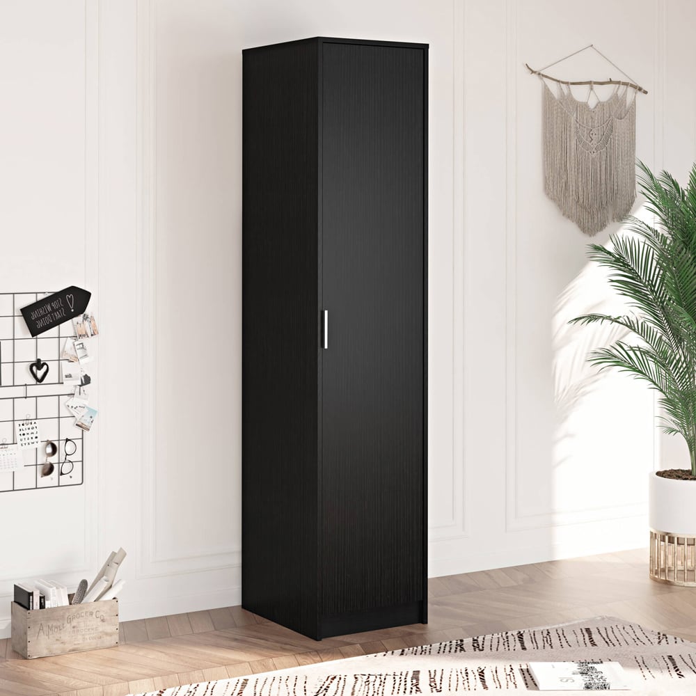 Home Source Phoenix Single Door Black Wardrobe Image 4