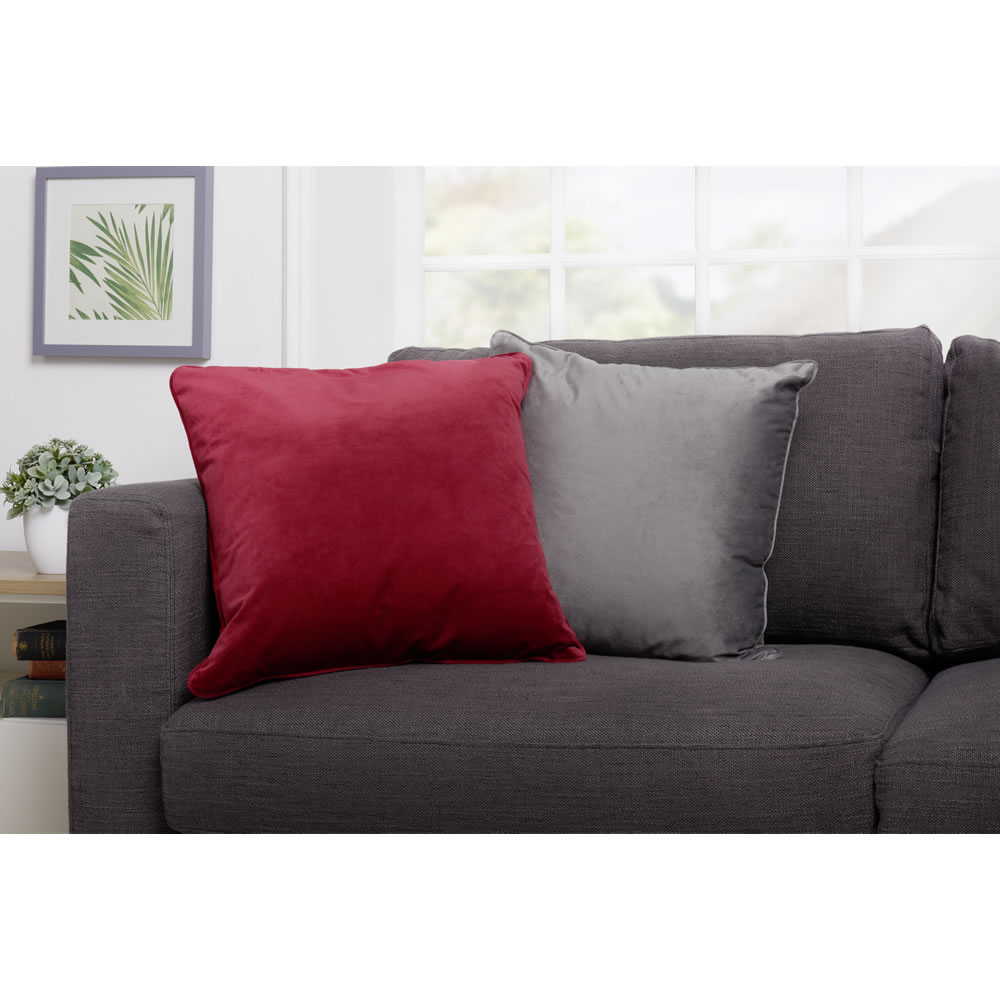 Wilko Red Velour Cushion 50 x 50cm Image 3