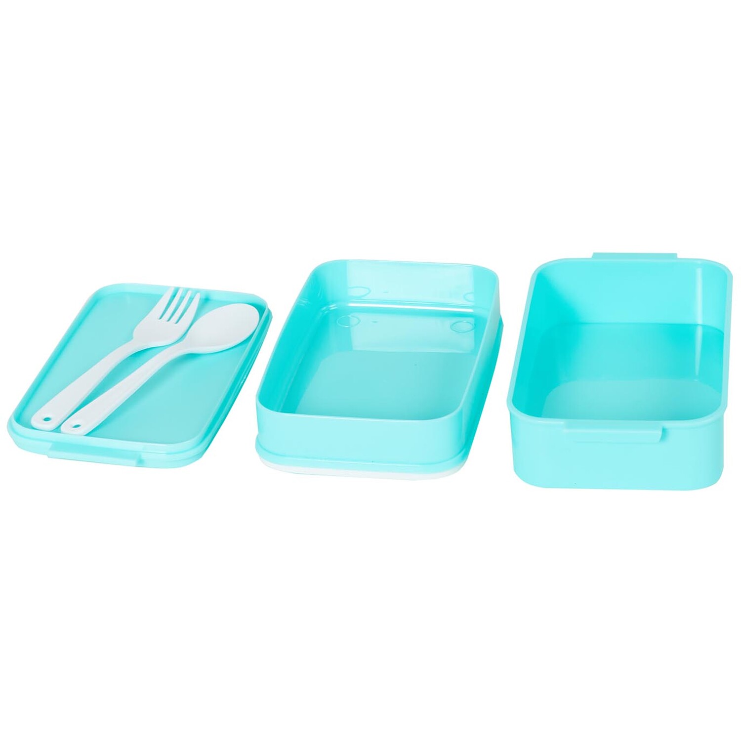 Dual Compartment Lunch Box with Cutlery - Blue Image 4