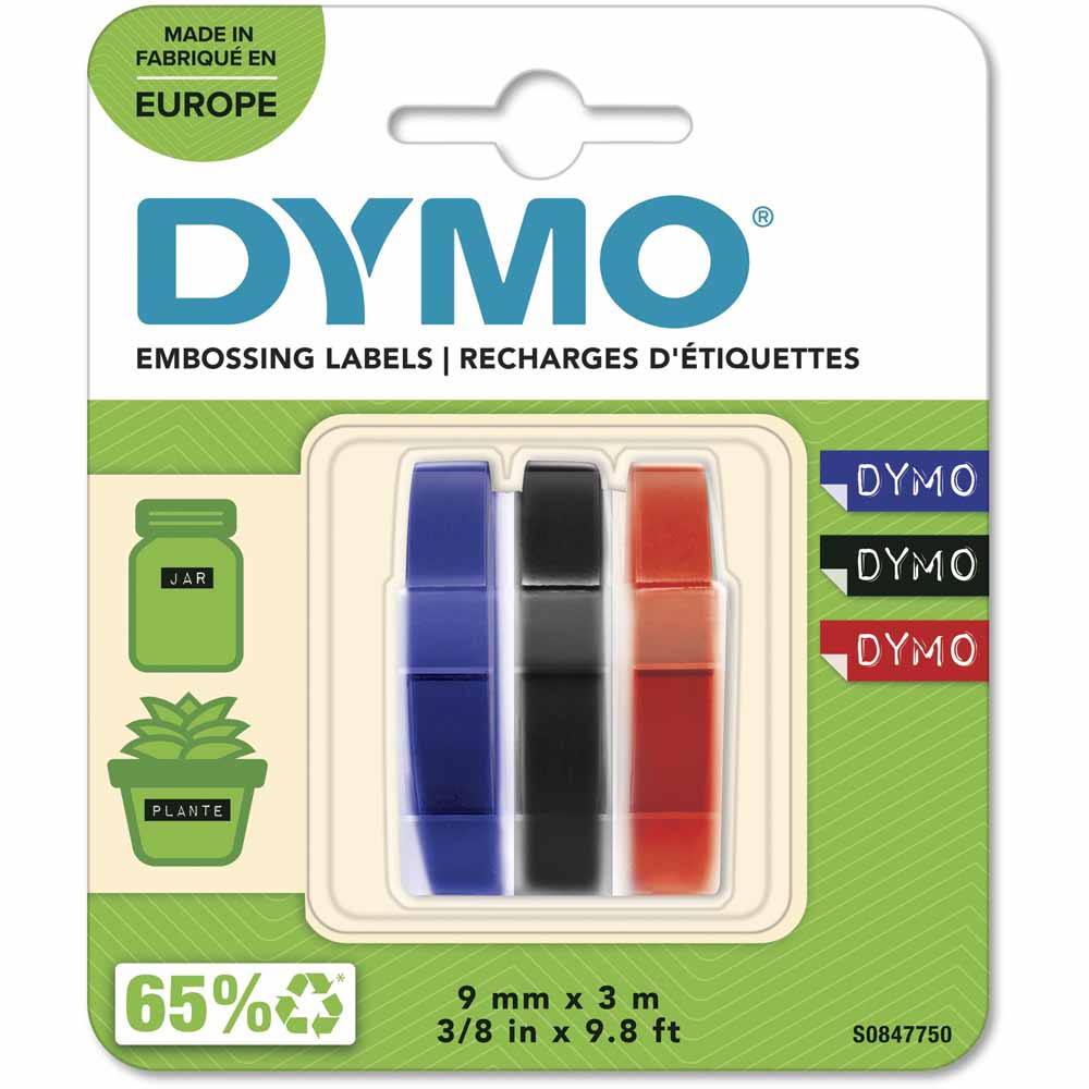 Dymo Omega 3D Embossing Tape BL3 Assorted Image 1