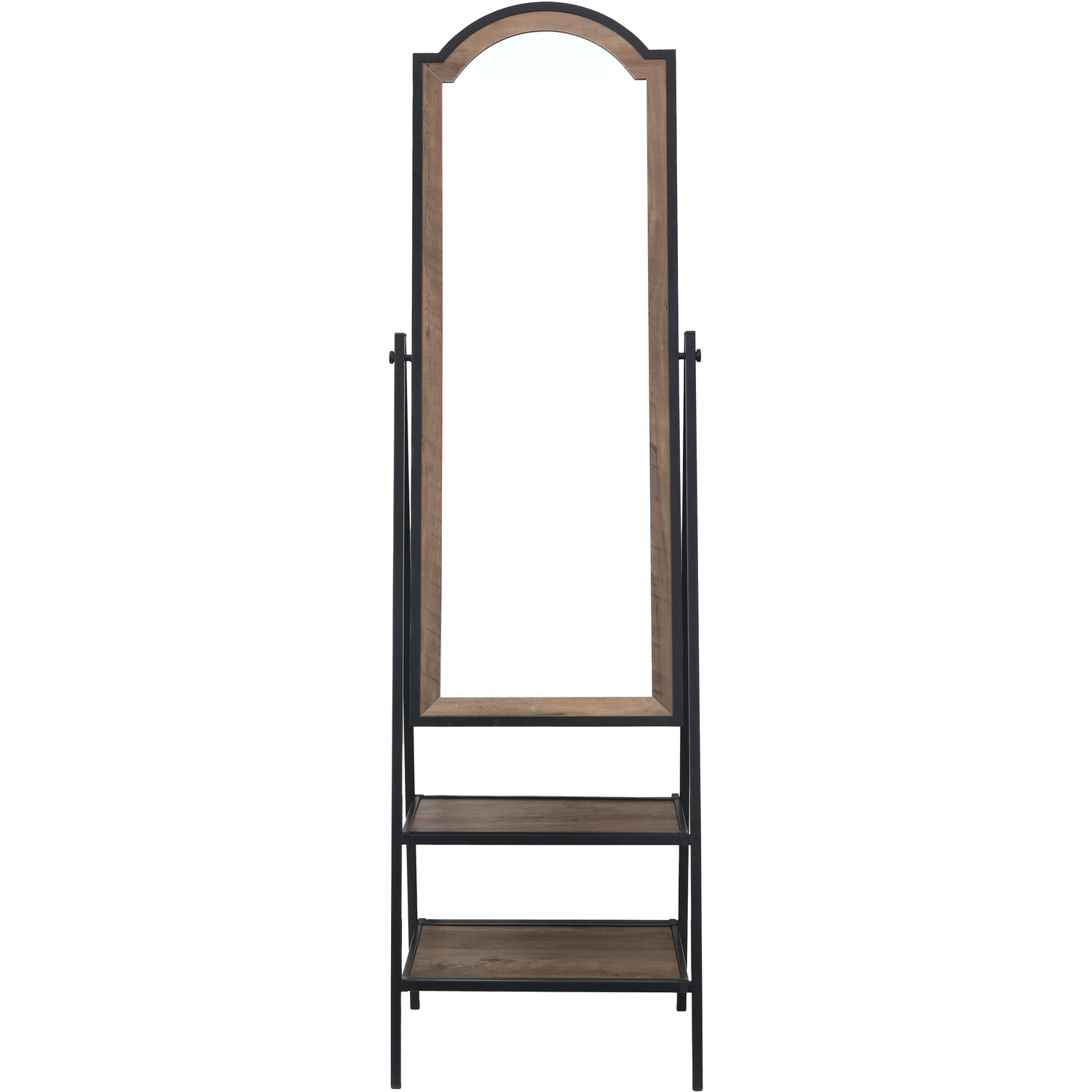 Dark Wood Effect Standing Mirror Brown Image 1