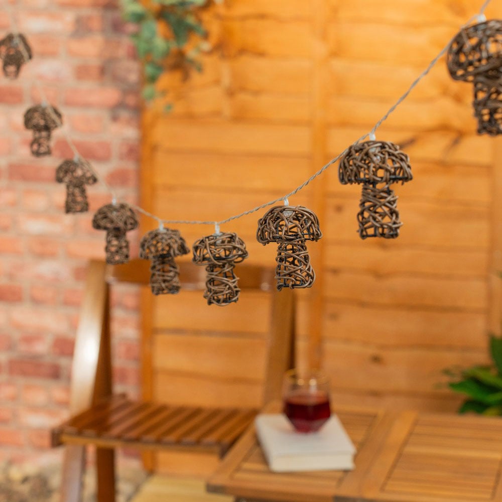 ValueLights Mushroom Rattan Battery Operated Outdoor Garden String Light 10 Pack Image 3