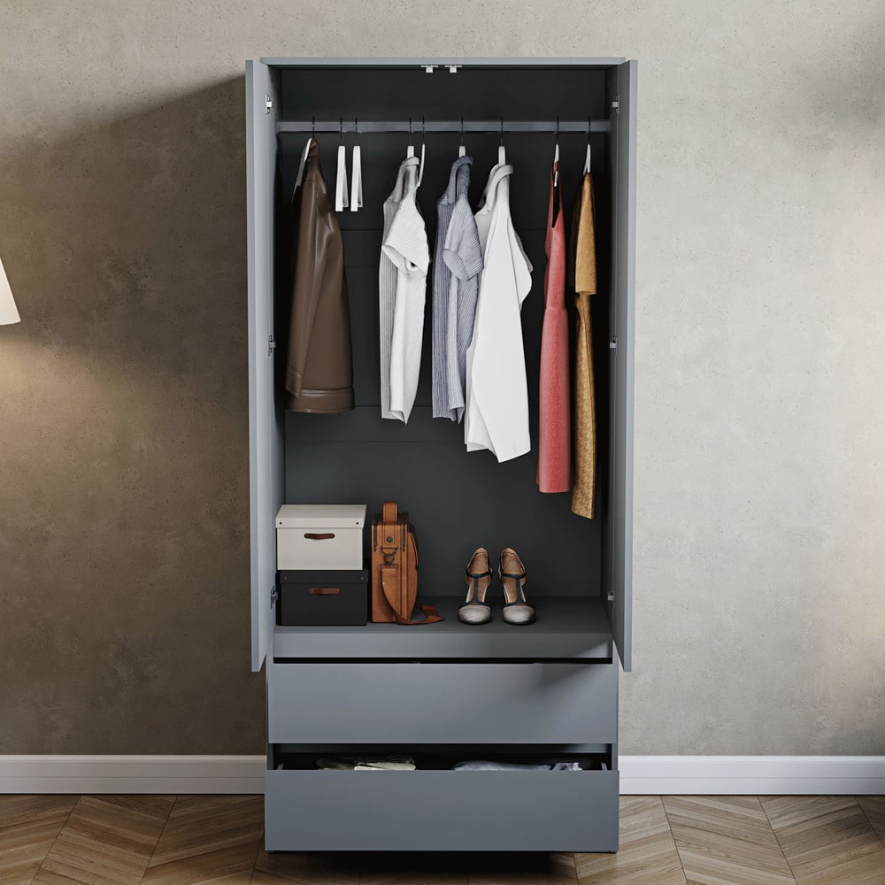 VIDA DESIGNS Denver 2 Door 2 Drawer Grey Wardrobe Image 4
