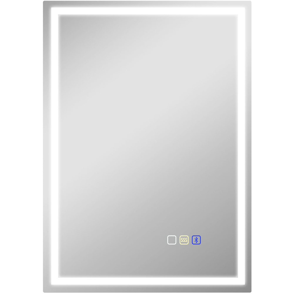 HOMCOM Rectangle Bluetooth Frameless LED Bathroom Mirror with Demister Pad 50 x 70cm Image 1