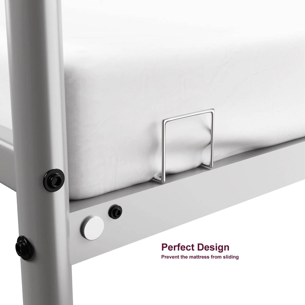 House Of Home Single Silver Extra Strong Metal Bed Frame Image 3