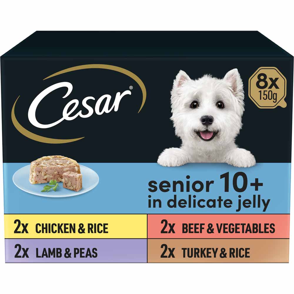 Cesar Meat in Delicate Jelly Senior Wet Dog Food Trays 150g Case of 3 x 8 Pack Image 2