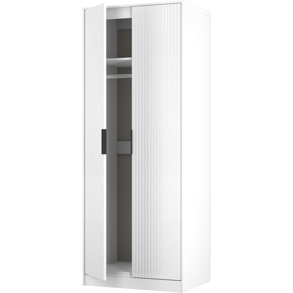 Crowndale Fluted 2 Door White Matt Tall Wardrobe Ready Assembled Image 6