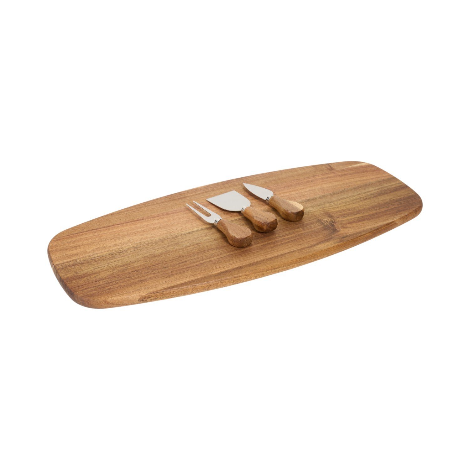 Acacia Wood Serving Platter with 3 Cheese Knives Brown Image 5