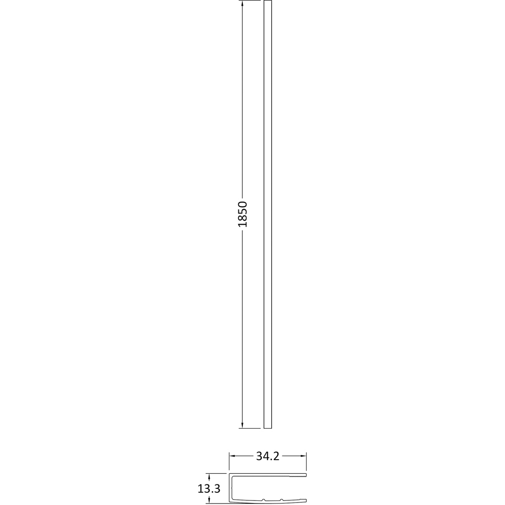 nuie Pewter Wetroom Wall Channel 1850mm Image 2