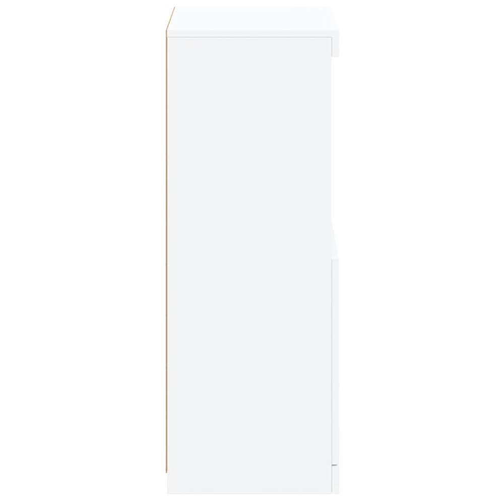 vidaXL Single Door 2 Shelf White LED Sideboard Image 8