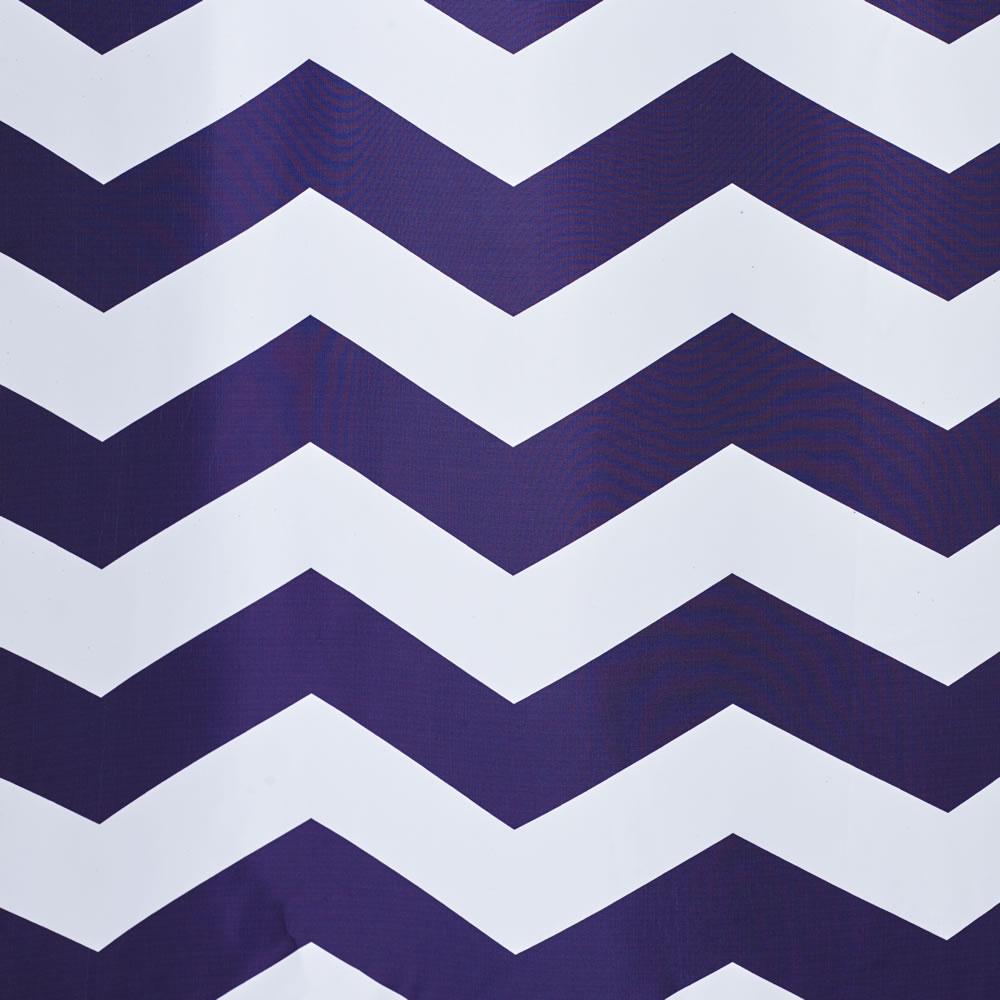 Wilko Chevron Shower Curtain Purple Image 2