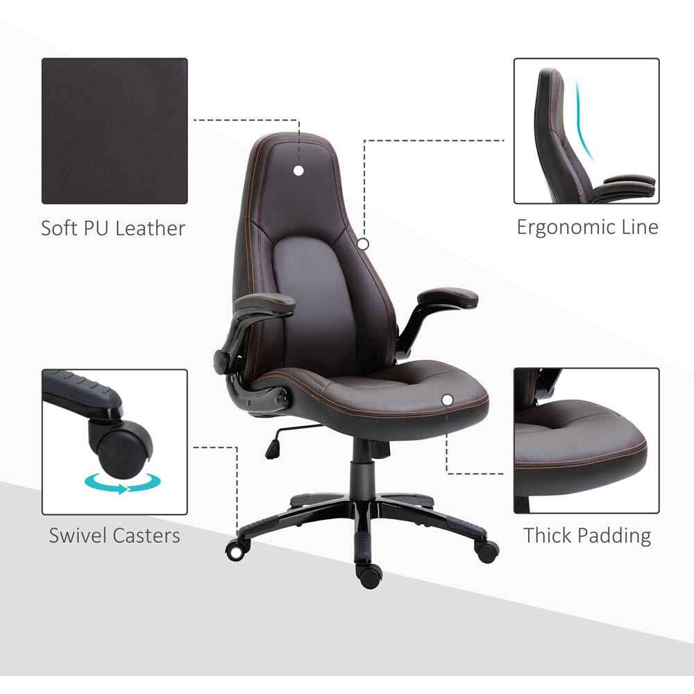 Portland Brown PU Leather Swivel Office Chair Image 3