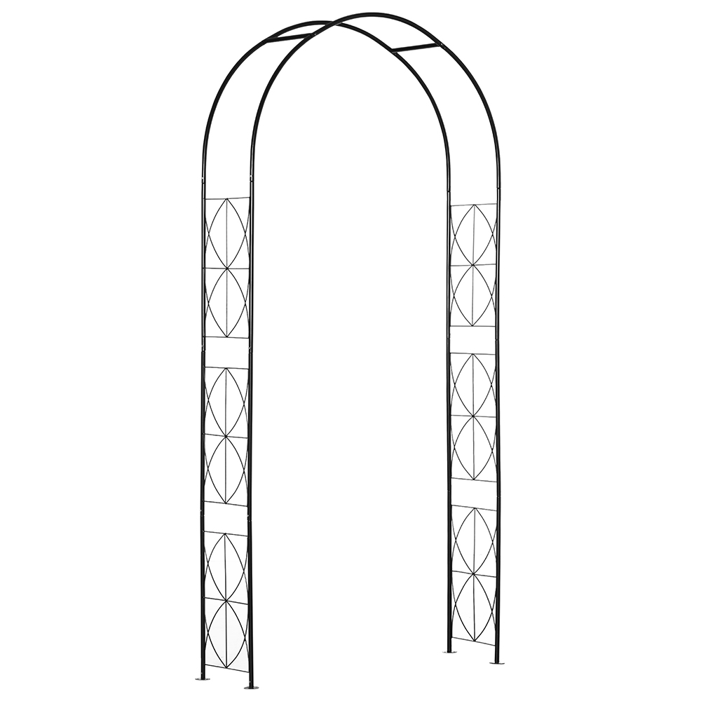 Outsunny 7.5 x 3.7 x 1ft Black Garden Arch with Trellis Sides Image 2