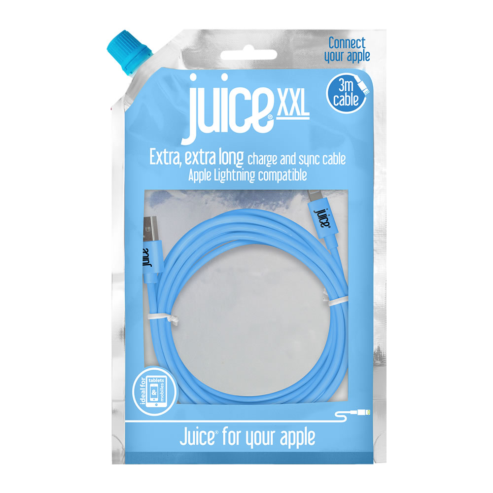 Juice XXL Charge and Sync Lightning Cable Aqua 3m Wilko