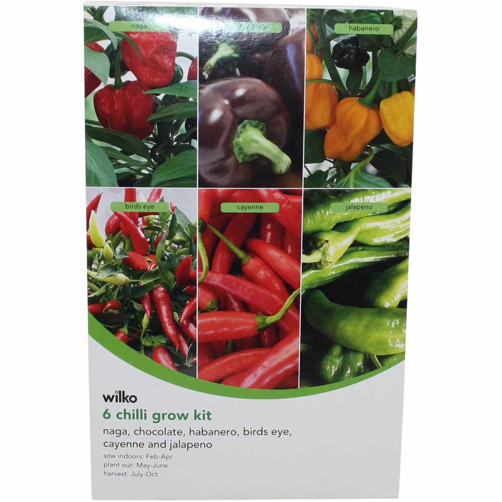 Wilko 6 Chilli Grow Kit 7.5 x 18.5 x 29cm Wilko