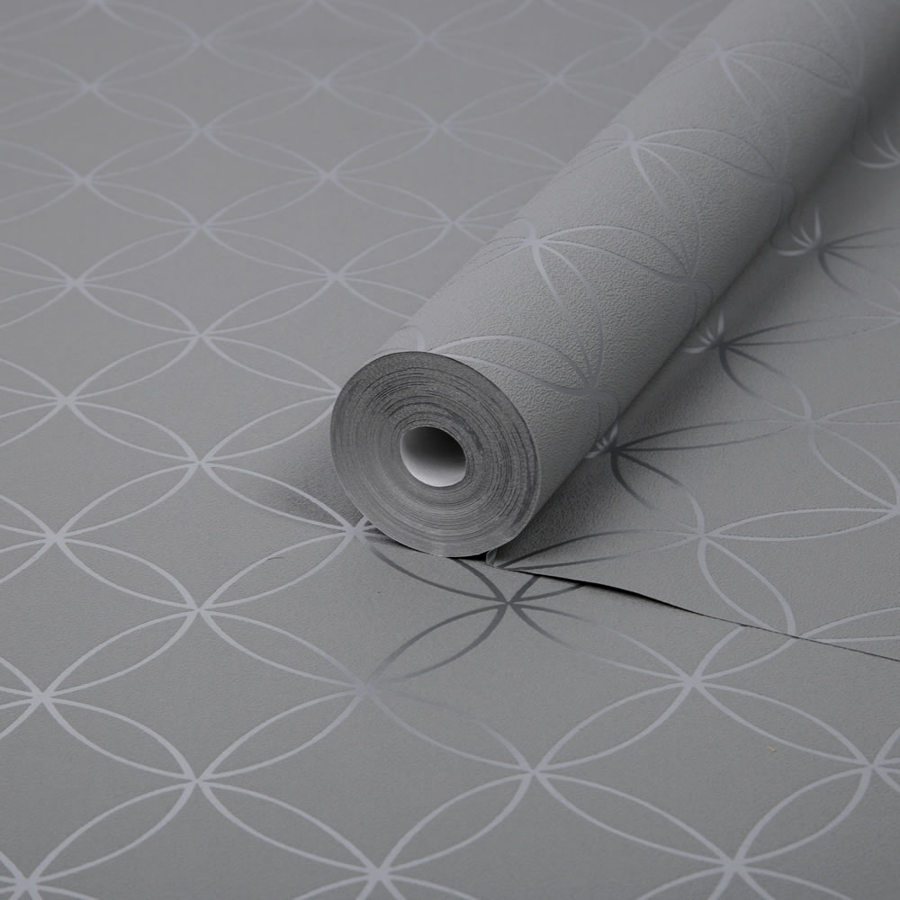 Wilko Geo Circles Grey Wallpaper Wilko