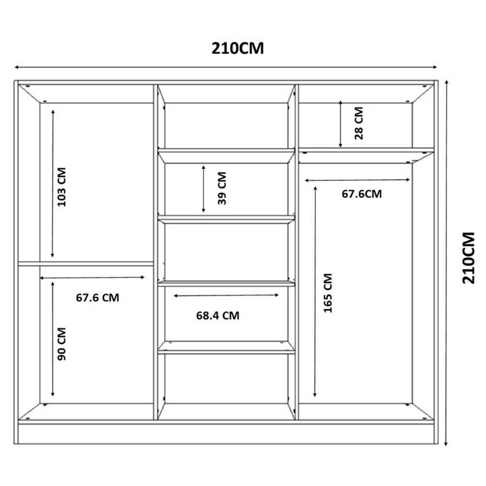 Evu MARIE 6 Door 2 Drawer Gold and White XL Wardrobe Image 7