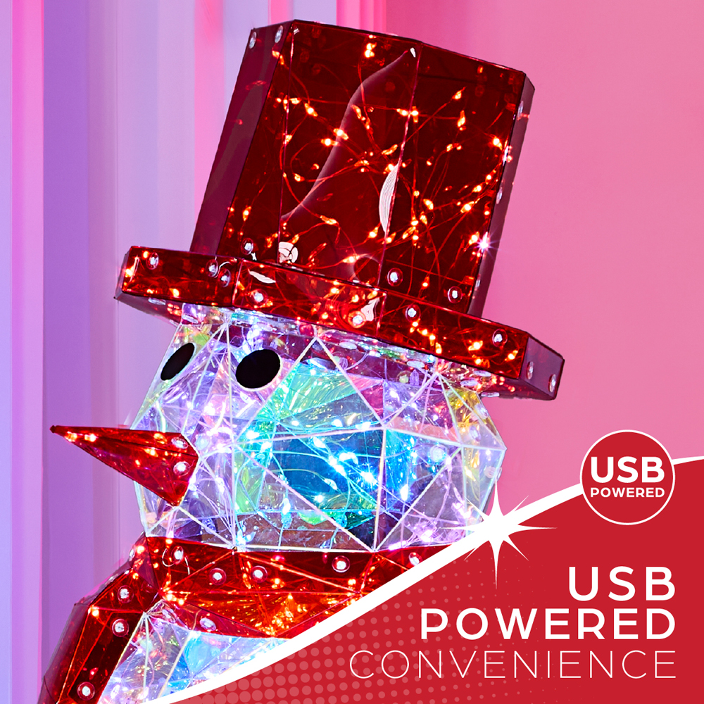 The Christmas Workshop 200 Cool White LED Iridescent Snowman Christmas Decoration 40cm Image 7
