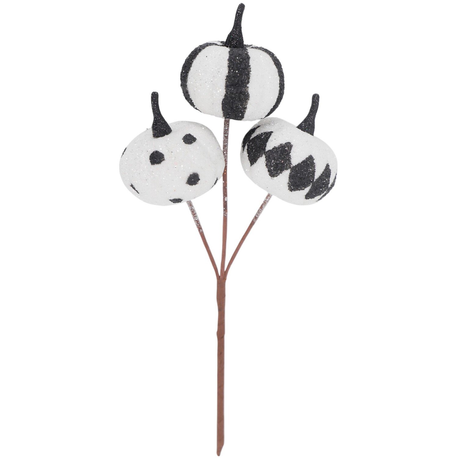 Patterned 3 Pumpkin Pick White and Black Image