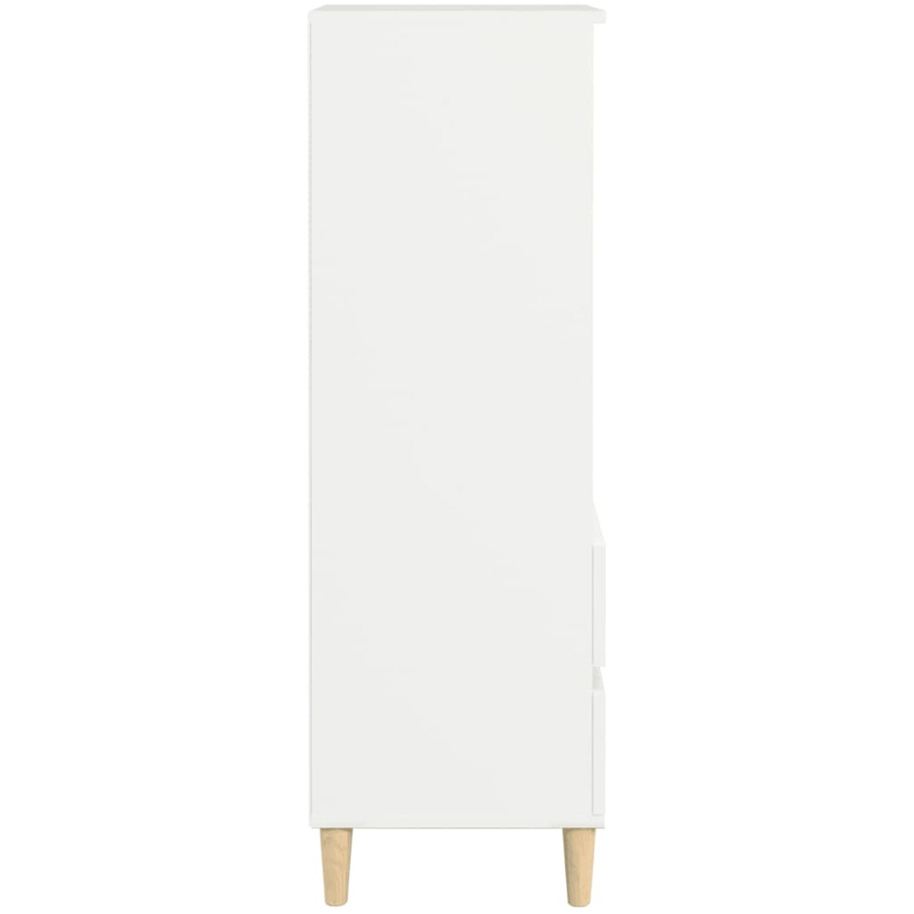 vidaXL 2 Drawer 3 Open Shelf White Highboard with Wooden Legs Image 6