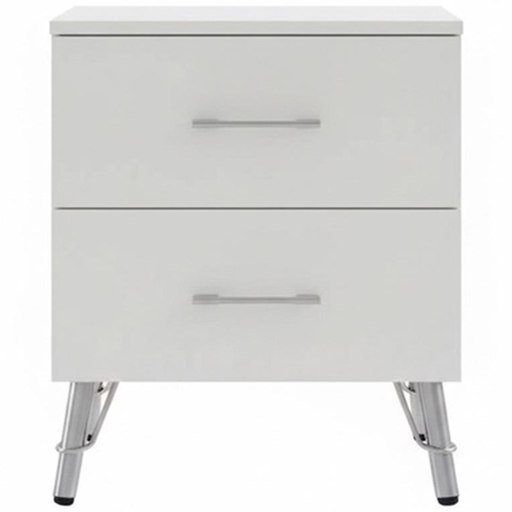 FWStyle Maldon 2 Drawer White Bedside Table Image 2