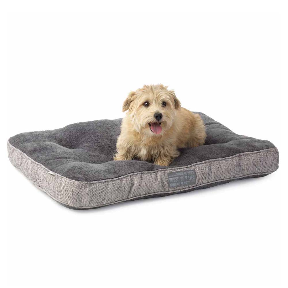 House Of Paws Grey Hessian Boxed Duvet Dog Bed Med Image 2