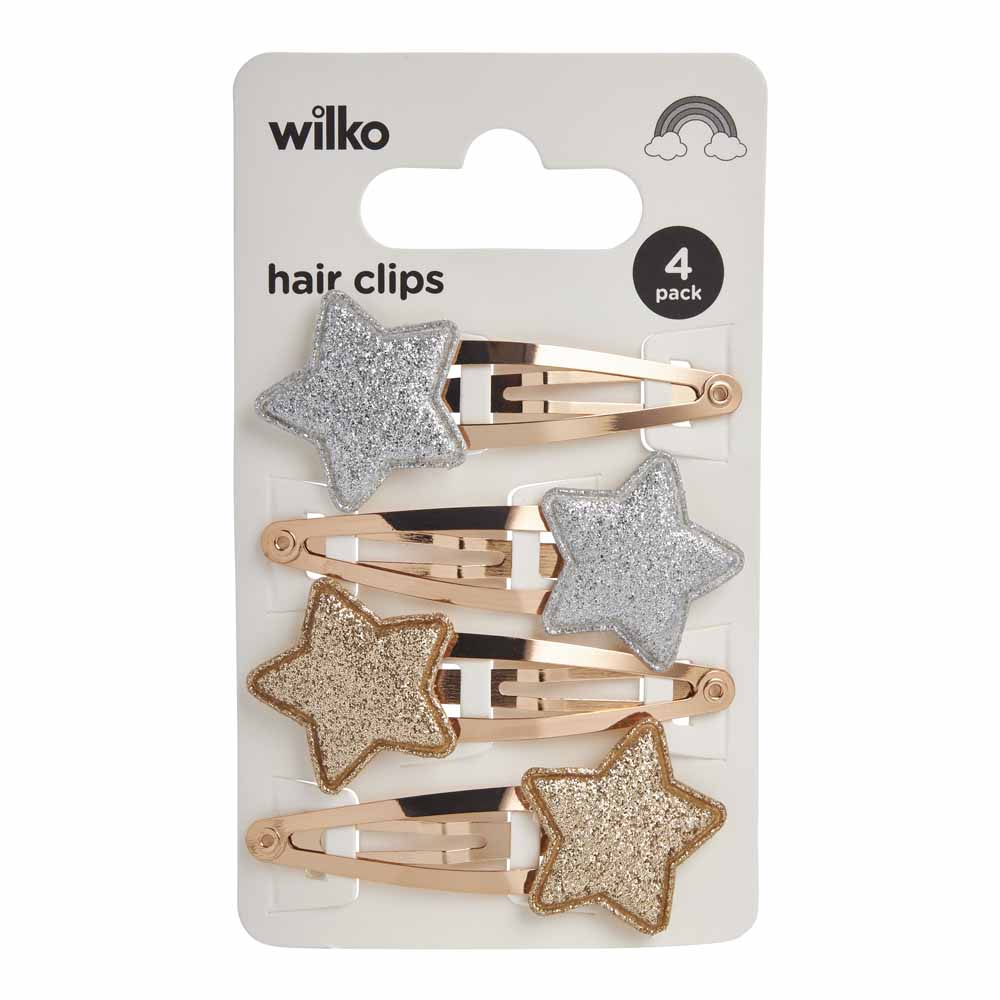 Wilko Kids Bright Star Hair Clips 4 Pack Image 2