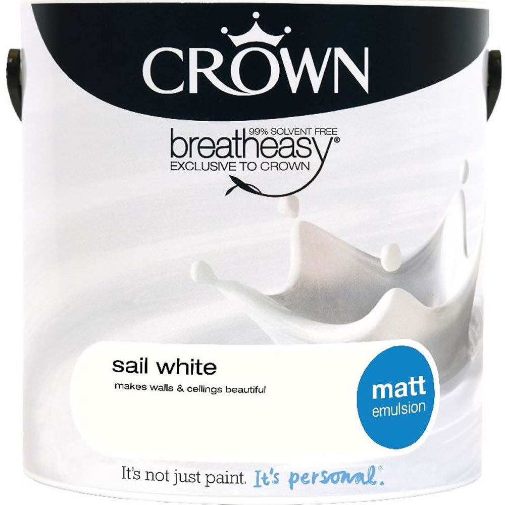 Crown Sail White Matt Emulsion Paint 2.5L Image 1