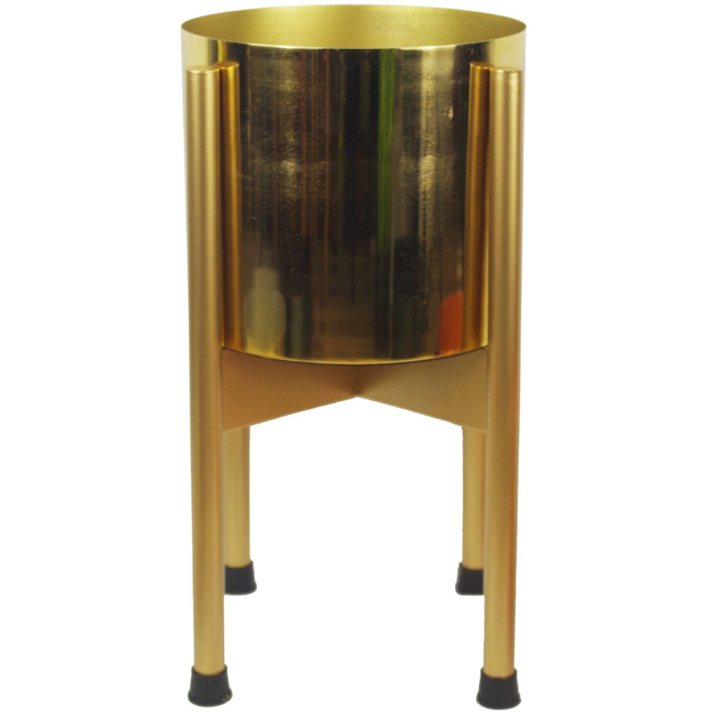 Leaf Medium Gold Metal Planter Stand and Gold Planter Set 38.5 x 18cm Image 1